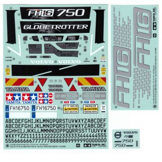 Tamiya Aufkleber (a+b), Metall-Sticker Volvo FH 16 XL 750 56375