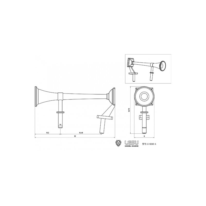 Lili-Modellbau - Lufthorn Attrappe Set Variante D für Tamiya LKW